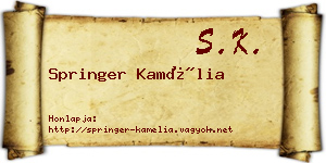 Springer Kamélia névjegykártya